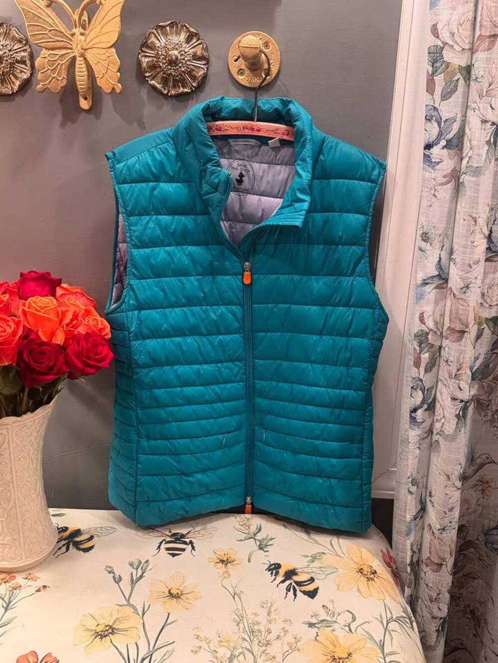 Save the Duck Ultra Light Quilted Puffer Vest – Teal – Size 5
